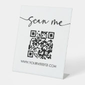 Moderne elegante minimalistische scan me QR-code Reclamebord Met Voetstuk (Voorkant)