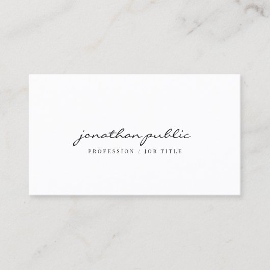 Moderne Elegante Minimalistische Sjabloon Script P Visitekaartje (Voorkant)