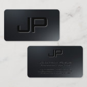 Moderne Elegante Minimalistische Sjabloon Zwart Mo Visitekaartje (Voorkant / Achterkant)