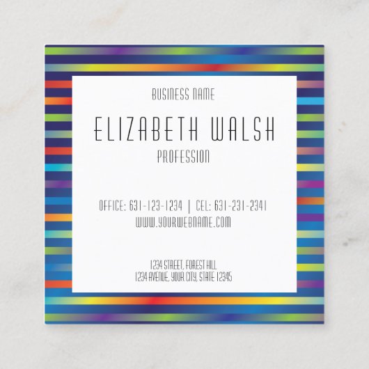 Moderne Elegante Minimalistische Verlopen Lijnen O Vierkante Visitekaartje (Achterkant)