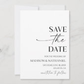 Moderne elegante minimalistische witte zwarte brui save the date (Voorkant)