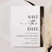 Moderne elegante minimalistische witte zwarte brui save the date