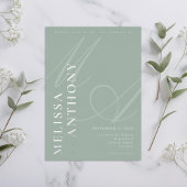 Moderne Elegante Minimalistische Zilveren en Wijze Folie Uitnodiging