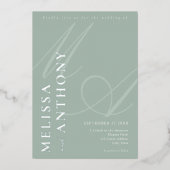 Moderne Elegante Minimalistische Zilveren en Wijze Folie Uitnodiging (Voorkant)