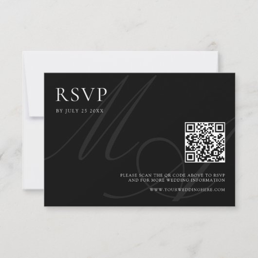 Moderne Elegante Minimalistische Zwart-wit bruilof RSVP Kaartje (Voorkant)