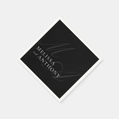 Moderne Elegante Minimalistische Zwart-wit bruilof Servet (Hoek)