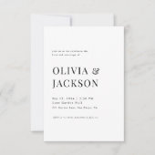 Moderne Elegante Minimalistische Zwart-Wit Huwelij Kaart (Voorkant)