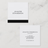 Moderne, elegante, minimalistische zwarte blanke p vierkante visitekaartje (Voorkant / Achterkant)