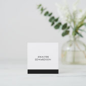 Moderne, elegante, minimalistische zwarte blanke p vierkante visitekaartje (Staand voorkant)