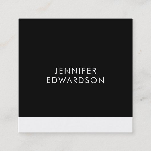 Moderne, elegante, minimalistische zwarte blanke p vierkante visitekaartje (Voorkant)