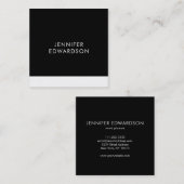 Moderne, elegante, minimalistische zwarte blanke p vierkante visitekaartje (Voorkant / Achterkant)