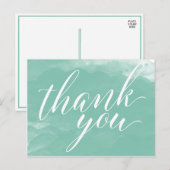 Moderne Elegante Mint Groene Waterverf Dank u Briefkaart (Voorkant / Achterkant)