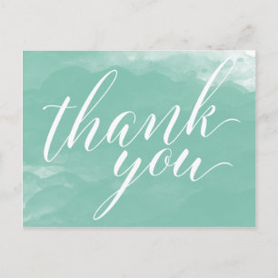 Moderne Elegante Mint Groene Waterverf Dank u Briefkaart