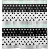 Moderne, elegante mint, zwarte & witte vormen douchegordijn (Voorkant)