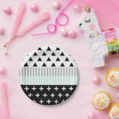 Moderne, elegante mint, zwarte & witte vormen papieren bordje (Feest)