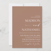 Moderne Elegante Mocha Mousse Bruine bruiloft Kaart (Voorkant)