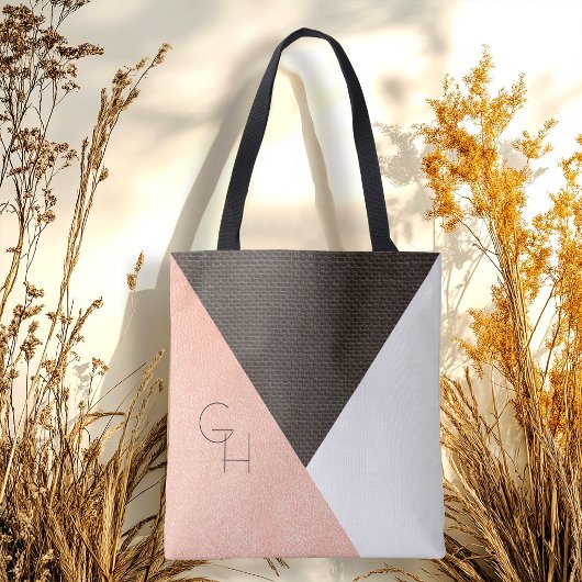Moderne Elegante Modieuze Initiële Monogram Bruids Tote Bag