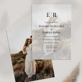 Moderne Elegante Monogram Aangepaste Foto Bruiloft Kaart