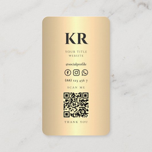 Moderne Elegante Monogram Aangepaste Naam Gouden Q Visitekaartje (Achterkant)