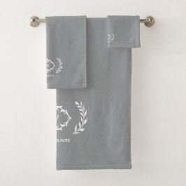 Moderne Elegante Monogram Beginletter Trendy Grijs Bad Handdoek
