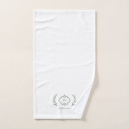 Moderne Elegante Monogram Beginletter Wit Salie Gr Bad Handdoek