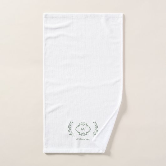 Moderne Elegante Monogram Beginletter Wit Salie Gr Bad Handdoek (Handdoek)