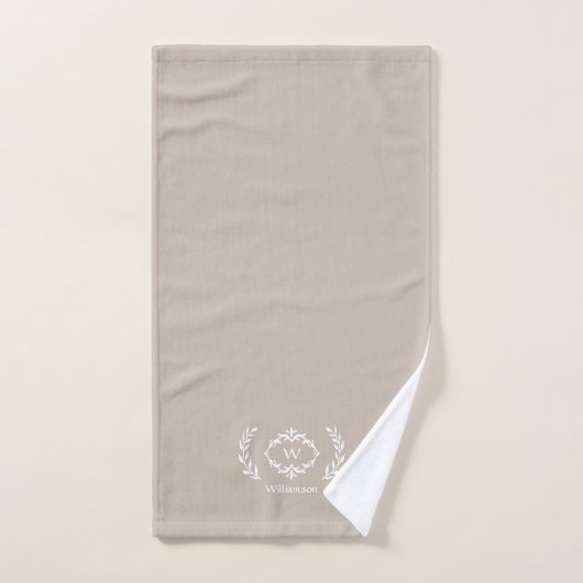 Moderne Elegante Monogram Beginletters Beige Taupe Bad Handdoek (Handdoek)