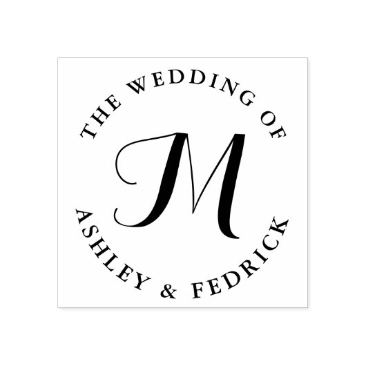 Moderne Elegante Monogram bruid bruidegom bruiloft Rubberstempel (Afrduk)
