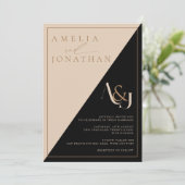 Moderne Elegante Monogram Bruiloft Kaart (Staand voorkant)