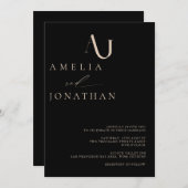 Moderne Elegante Monogram Bruiloft Kaart (Voorkant / Achterkant)