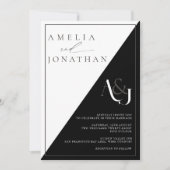 Moderne Elegante Monogram Bruiloft Kaart (Voorkant)