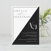 Moderne Elegante Monogram Bruiloft Kaart (Staand voorkant)