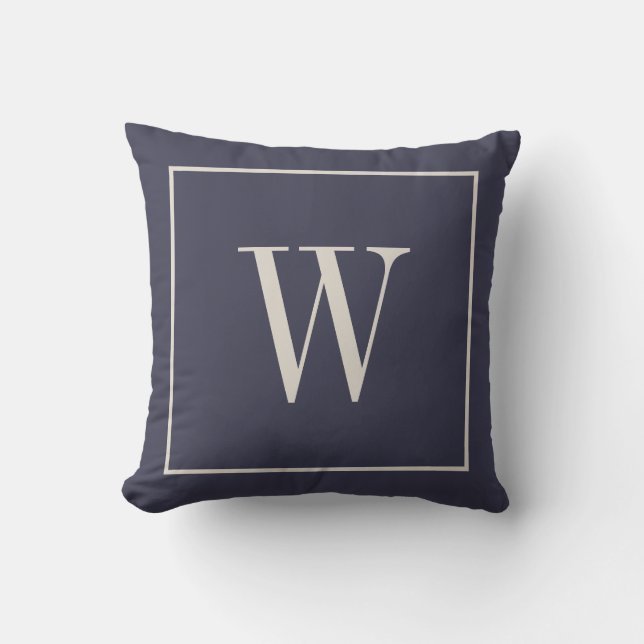 Moderne Elegante Monogram Familiemonogram Blauwe C Kussen (Voorkant)