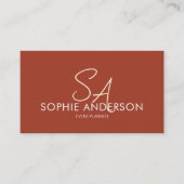 Moderne Elegante Monogram Foto QR Terracotta Visitekaartje (Voorkant)