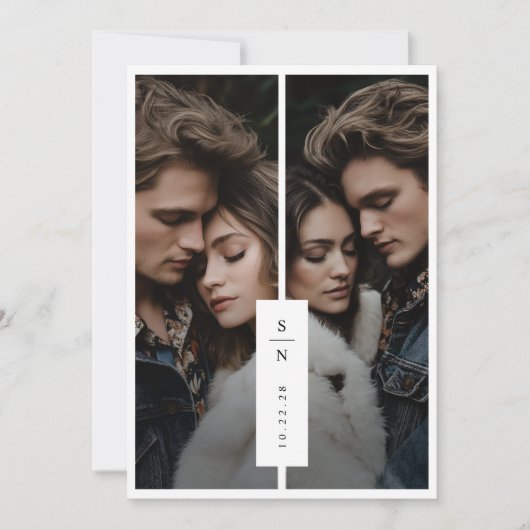 Moderne Elegante Monogram Fotobruiloft Kaart (Voorkant)