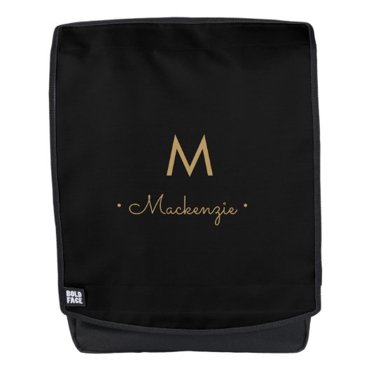 Moderne Elegante Monogram Gouden Script Rugtassen (Voorkant)