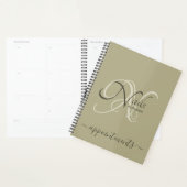 Moderne Elegante Monogram Groene Nail Artiest Appt Planner (Display)