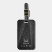 Moderne elegante monogram initiaal naam zwart hout bagagelabel (Voorkant verticaal)