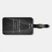 Moderne elegante monogram initiaal naam zwart hout bagagelabel (Achterkant horizontaal)