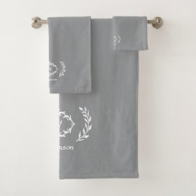 Moderne Elegante Monogram Initiaal Trendy Grijs Wi