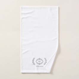 Moderne Elegante Monogram Initiaal Trendy Wit Grij Bad Handdoek