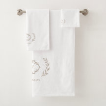 Moderne Elegante Monogram Initiaal Wit Beige Tan