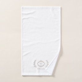 Moderne Elegante Monogram Initiaal Wit Beige Taupe Bad Handdoek