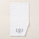 Moderne Elegante Monogram Initiaal Wit Trendy Blau Bad Handdoek (Handdoek)