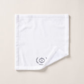 Moderne Elegante Monogram Initiaal Wit Trendy Blau Bad Handdoek (Wasdoekje)
