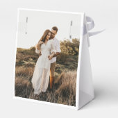 Moderne Elegante Monogram Koppel Foto Bedankdoosjes (Achterkant)