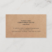 Moderne Elegante Monogram Kraft Papier Consultant Visitekaartje (Achterkant)