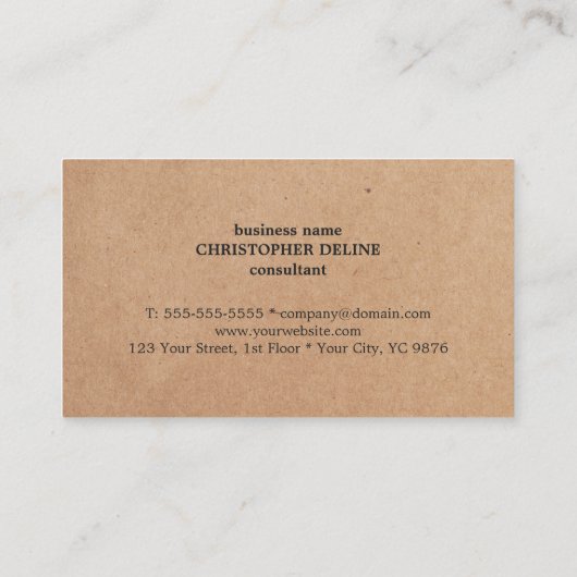 Moderne Elegante Monogram Kraft Papier Consultant Visitekaartje (Achterkant)