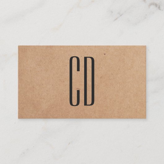 Moderne Elegante Monogram Kraft Papier Consultant Visitekaartje (Voorkant)