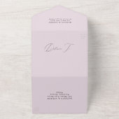 Moderne Elegante Monogram Lavendel Bruiloft All In One Uitnodiging (Buitenkant)